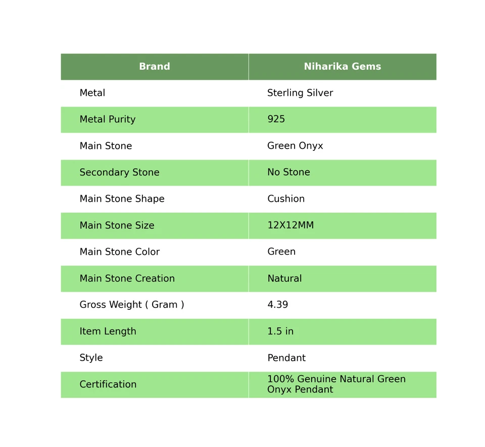 Colgante De Joyería Elegante Hecho A Mano De Ónix Verde De Plata Esterlina - Imagen 2 de 4