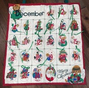 Handmade Quilt Christmas Advent Calendar Gold Trim December 32" X 32"