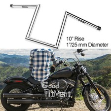10" Rise 25mm Chrome Ape Hanger Z-Bar Handlebar For Harley Road Street Glide CVO