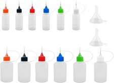 Precision Tip Applicator Bottles, 12 Pcs, Multicolor Lids
