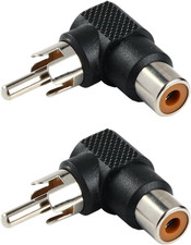 2 Pack RCA Right Angle Connector Plug Adapters Male to Female 90 Degree Elbow