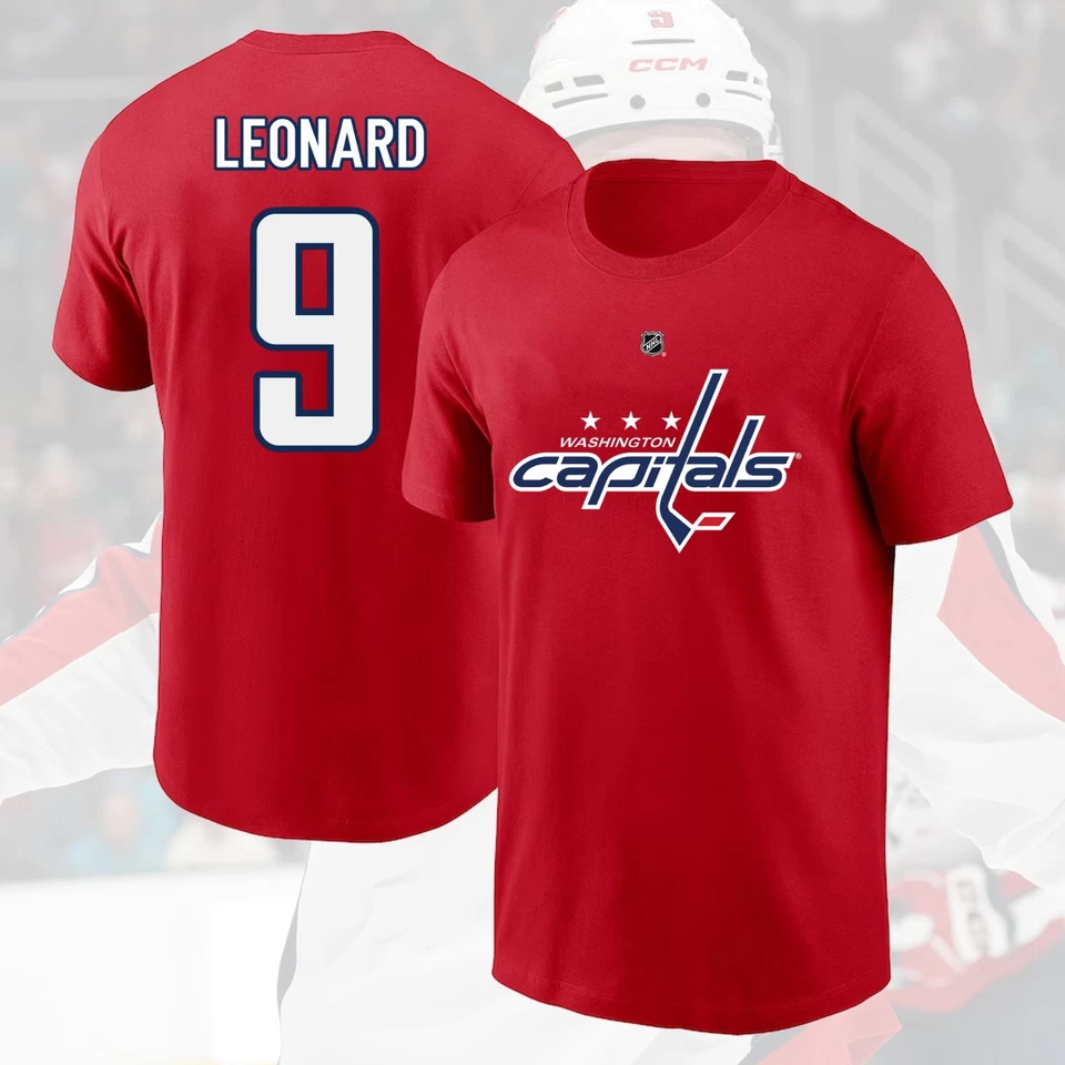 ¡OFERTA! Ryan Leonard #9 Washington Capitals 2025 nombre y número del jugador para fanáticos Foto 3 de 4
