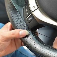 DIY Car Stitch PU Leather Steering Wheel Cover Needle+Thread Anti-slip M Black