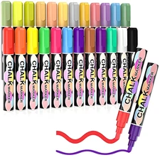 Liquid Chalk Markers Pens - 24 Colors Washable & Wet Erase Neon Chalk Makers for