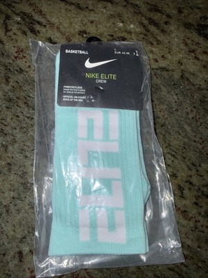 Nike NBA Elite Authentic Socks - Full Length Large Turquoise & White Brand New