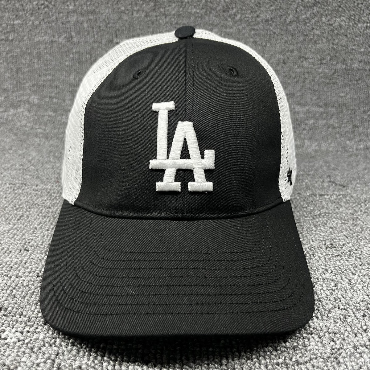 47 Brand Los Angeles Dodgers LA Trucker Hat Black White Mesh Snapback MLB Cap