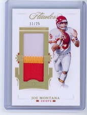 2021 Panini Flawless JOE MONTANA Player Worn Used 3 Color Patch 11/25 Chiefs HOF