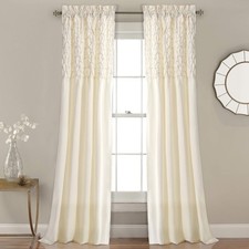 Pintuck Semi Sheer Curtains 54x84 Pair Window Panels Ivory Living Room