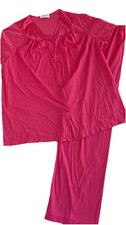 Vintage Vanity Fair Large Hot Pink Silky Nylon Button Up Pajama Set