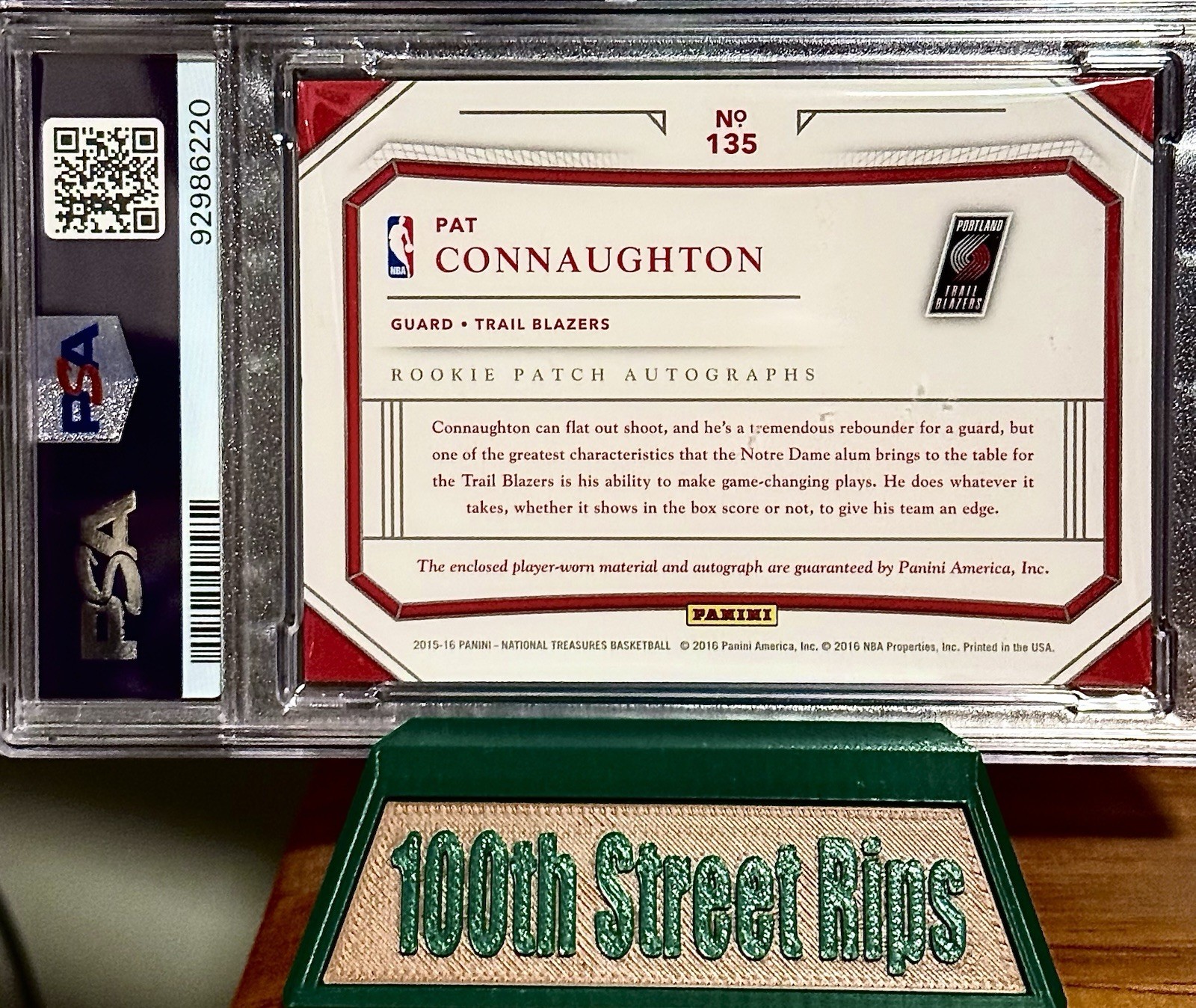 2015 Panini National Treas. Pat Connaughton Rookie Patch Auto PSA 7 AUTO 10 5/99 view 2