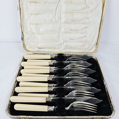 Vintage Wards Fischbesteck Set Sterling Silber 6 Gedecke