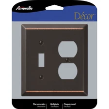 Amerelle Century Aged Bronze Stamped Steel 2-Gang Square Toggle Wallplate 4.56 W