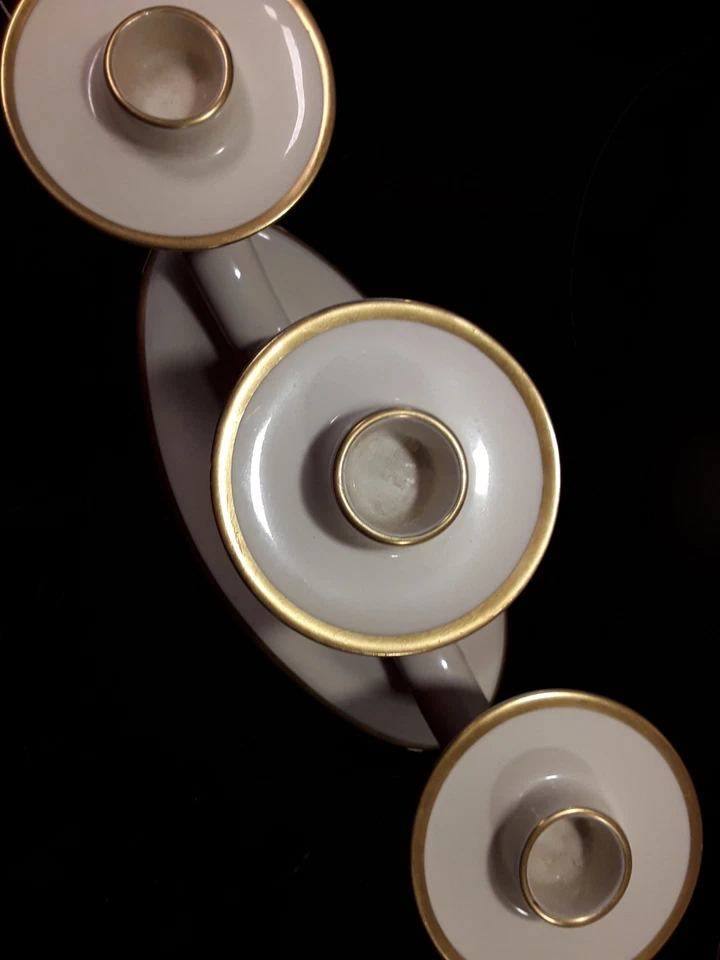 Goldrand Porzellan - 3-armiger Kerzenleuchter  - Alka Bavaria Porzellan - Bild 4 von 4