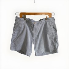 Polo Ralph Lauren Men's Classic Fit 38 Blue/ White Striped Seersucker Shorts Zip