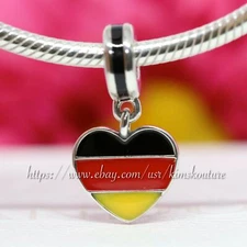 Authentic Pandora Germany Heart Flag, Black Red & Yellow Enamel Charm 791545ENMX