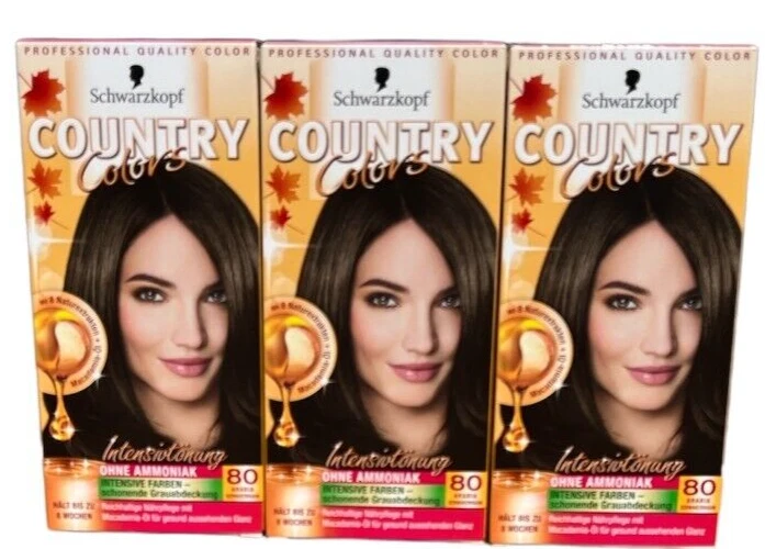 3x Schwarzkopf Country Colors Intensivtönung 80 Arabia Schwarzbraun