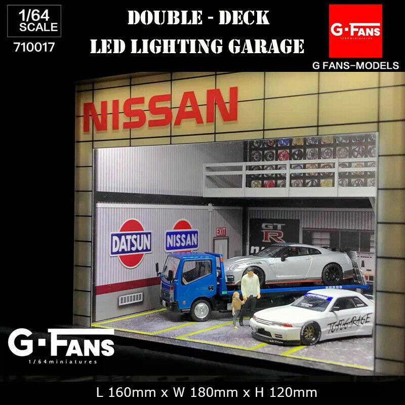 ◉1／64サイズジオラマ【日産ショールーム】G-FANS（LED照明付き） G.FANS 1/64 組立ジオラマ 日産 ディーラー LEDライト付き
