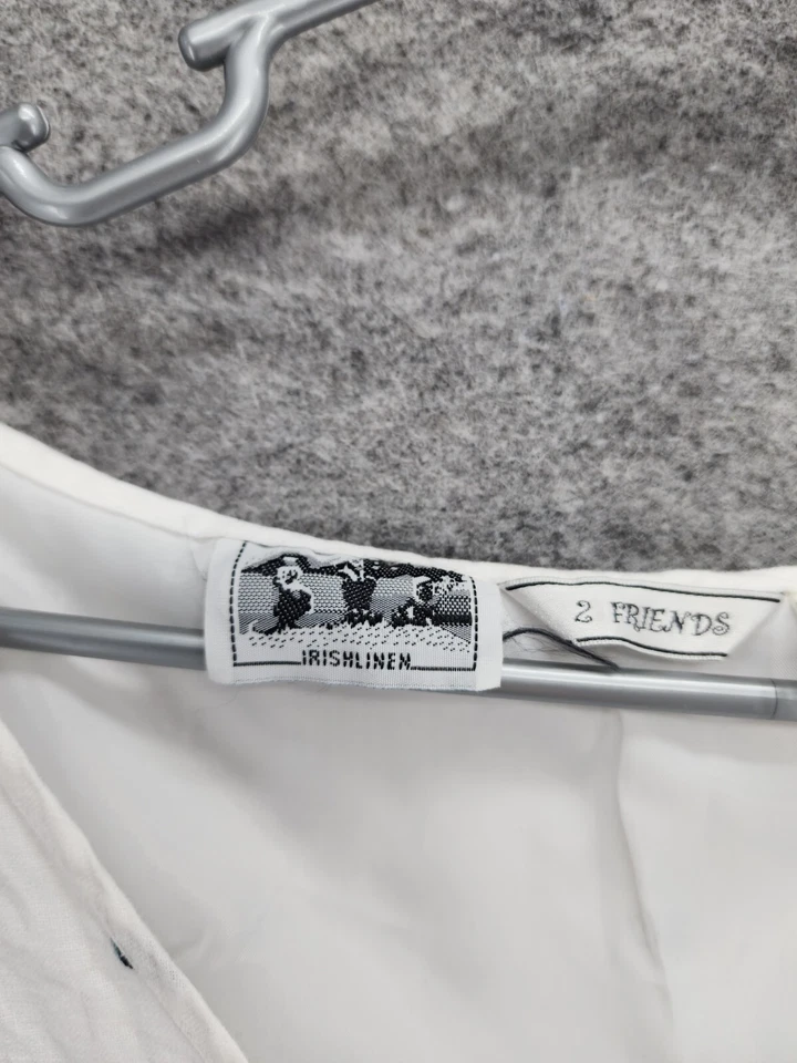 Vestido 2 Friends para mujer 12 lino irlandés cuello en V blanco lunares Foto 4 de 4