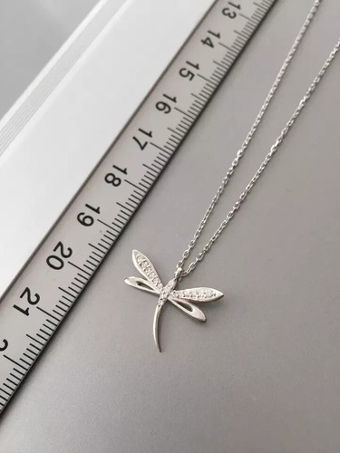 Ciondolo donna libellula placcato oro bianco 14 kt taglio tondo 1 ct diamante simulato - Foto 4 di 8