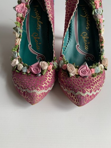 Irregular Choice Zapatos 40 7 En muy buena condición Cinta Cortesana Flor Tacones Rosa Floral - Imagen 3 de 9