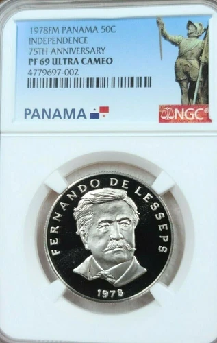 1978 PANAMA 50 CENTESIMOS INDEPENDENCE ANNIVERSARY NGC PF 69 ULTRA CAMEO SCARCE