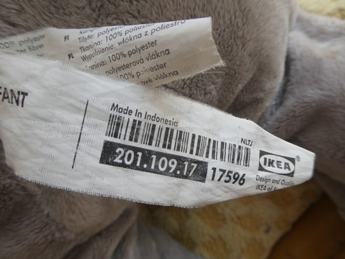 Large Ikea Grey Elephant Soft Plush Pillow Cuddly Toy 60cm - Picture 3 of 4