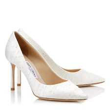 Jimmy Choo Romy 100 Pointy Pumps White Tulle With Glitter Dots EU 41 / US 11 NEW