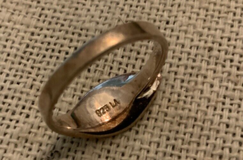 925 sterling silver leaf ring Size 7.5 8 live simply patina cottagecore pink hip - Picture 4 of 5