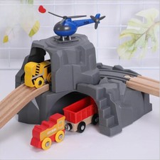Plastic Grey Double Tunnel Wooden Train Track Accessories for Tunnel Track Train