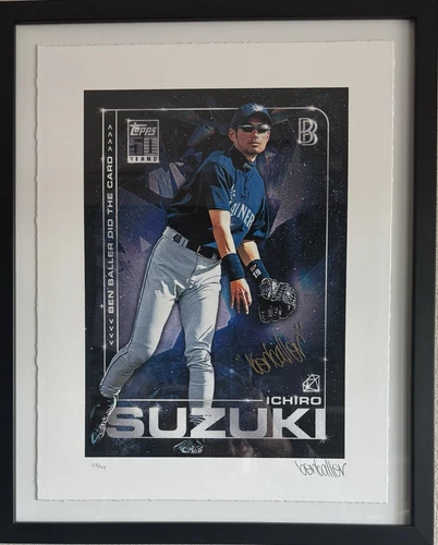 Topps Project 2020 Fine Art Print Suzuki Ichiro Ben Baller /99 Double Auto Pop1