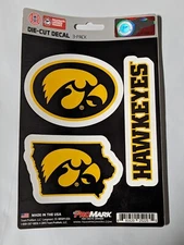 Iowa Hawkeyes 3-Pack Die-cut Decals Stickers Sheet Measures 5" x 7" New!