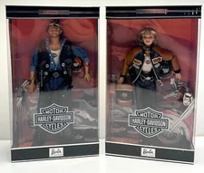 NEW Harley Davidson BARBIE & KEN Doll Collectors Edition Mattel 25637 25638 Pair