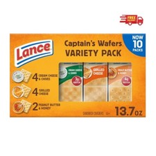 Lance Sandwich Crackers, Captain's Wafers, 10 Individual Packs,6 Sandwiches Each