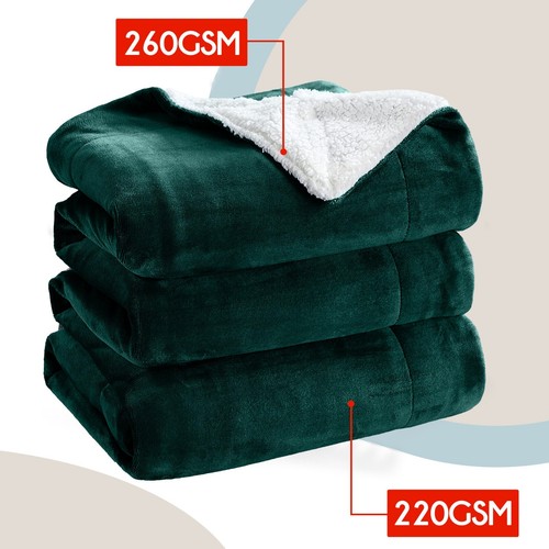 480 GSM Luxury Heavy Sherpa Blanket Warm Faux Fur Mink Sofa Bed Fleece Throw UK - Picture 22 of 165