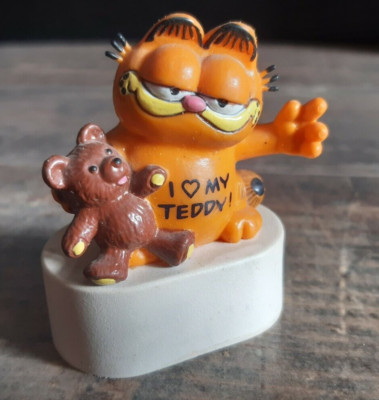 Garfield Spitzer Figur Ca 10cm I Love My Teddy Original 1978 West Germany