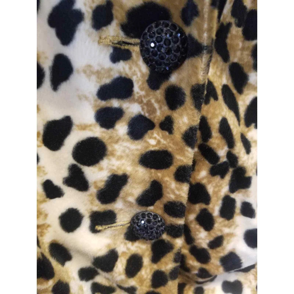 Chaqueta Allen Y2K Estampado Animal Leopardo Acogedora Terciopelo Otoño Marrón Negra Talla Grande 22W Foto 4 de 4