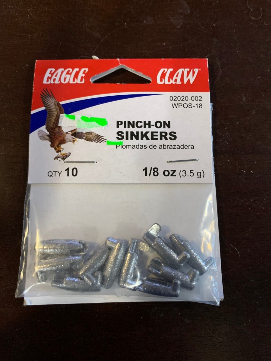 PINCH-ON SINKERS 10-pack NEW! Eagle Claw for fishing