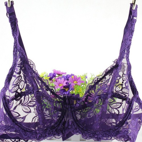 See Through Bra Unlined Demi Cup Sexy Mesh Bralette Lacy No Pad Sheer Balconette - Picture 28 of 38
