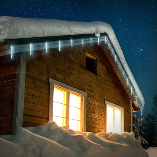 LED Eiszapfen Lichterkette Eisregen Weihnachtsdeko Außen Kaltweiß Timer 5,7 m - Bild 7 von 7