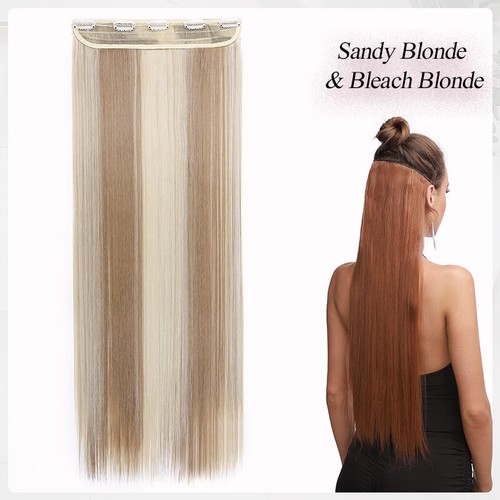 Extra Thick One Piece Real 5 Clip in as Human Hair Extensions 3/4 Full Head Long - Picture 118 of 170