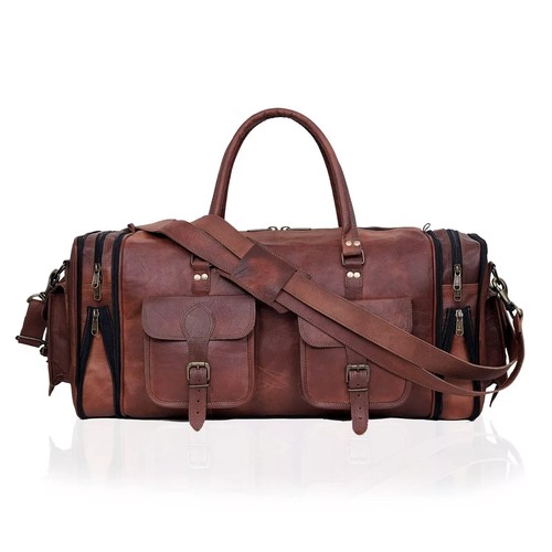 Leather Duffle Bags For Men Vintage Travel Luggage Carry On Duffel 30in