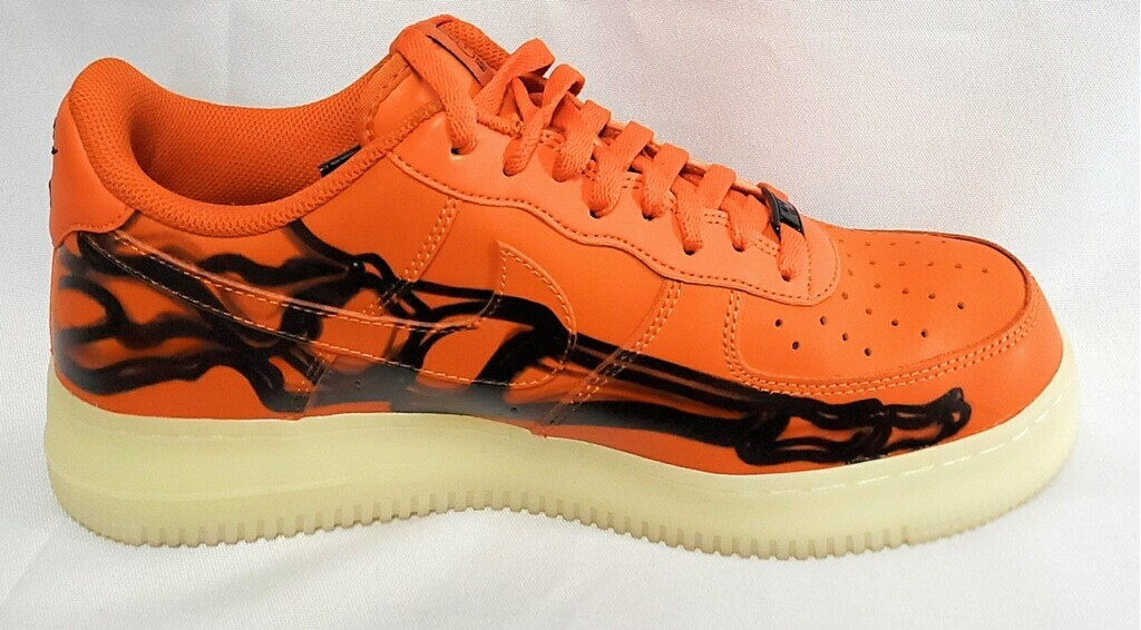 Mens Nike Air Force 1 QS CU8067 800 Orange Skeleton Light Wear