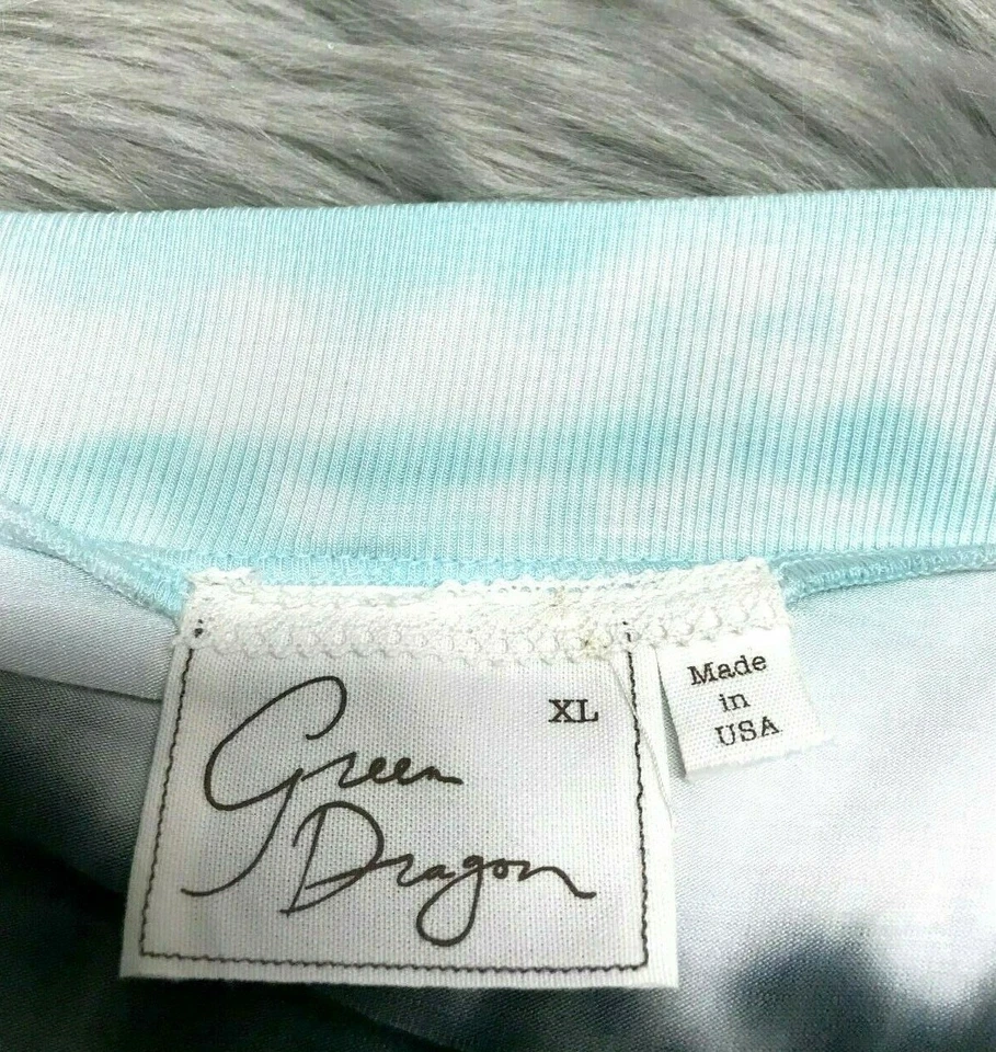 ЗЕЛЕНЫЙ ДРАКОН галстук окрашенный богемное макси юбка стороны разрез XL новый с Ярлыками $118 сделано в США - Изображение 3 из 4