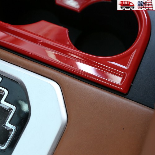 Red Interior Car Water Cup Holder Trim Frame Trim Fits Toyot@ Tundra 14-21 US - Picture 6 of 10