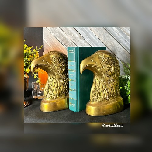 Fermalibri Aquila ottone stile federale 1970" MCM aquila calva ottone massiccio decorazione ufficio* - Foto 11 di 11
