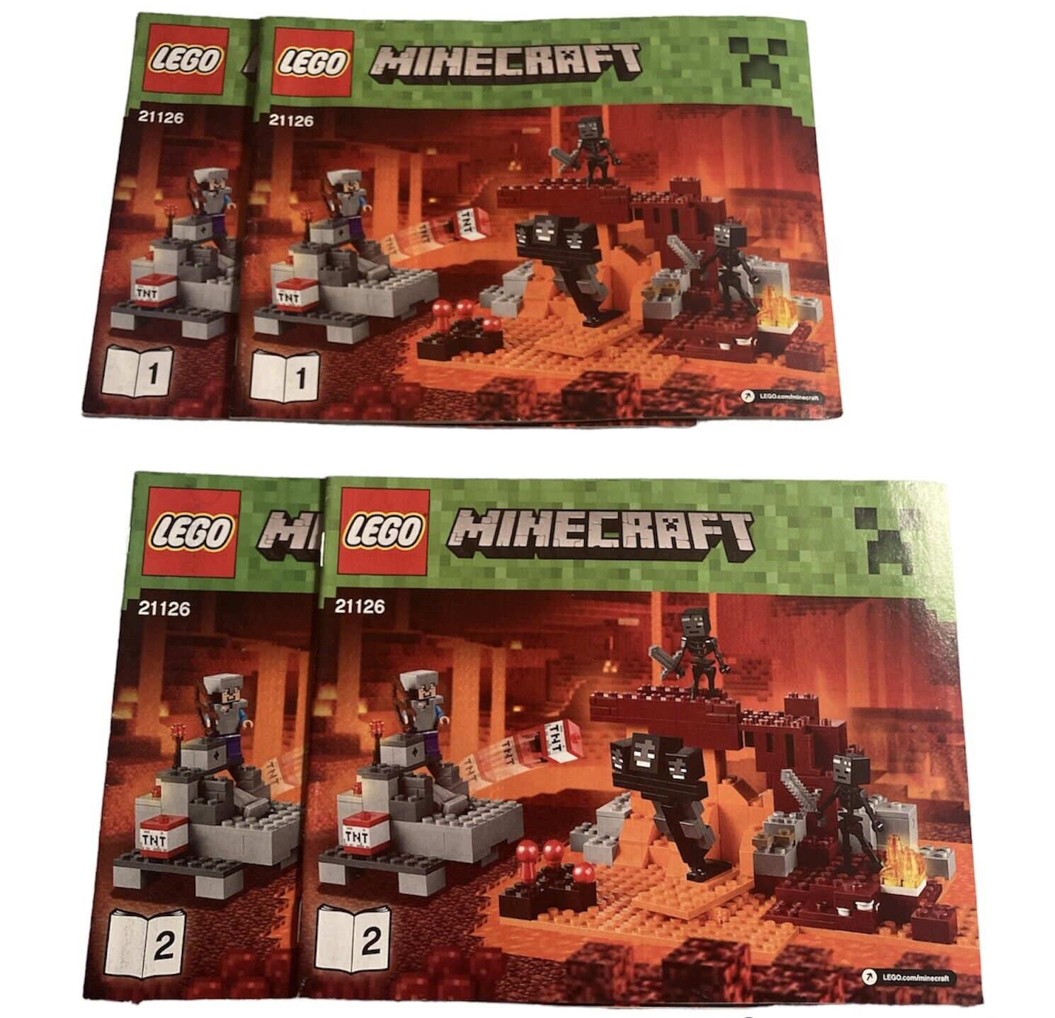 Minecraft Lego Set The Wither 21126 Complete 3 Minifigures & Instruction  Booklet