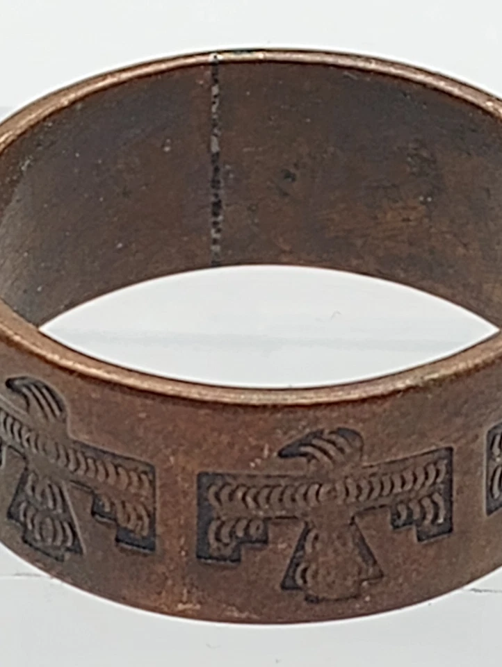 ANILLO MARCA COBRE SÓLIDO ARTE NATIVO AMERICANO AVES TRUENO SUROESTE 1829 Foto 2 de 4