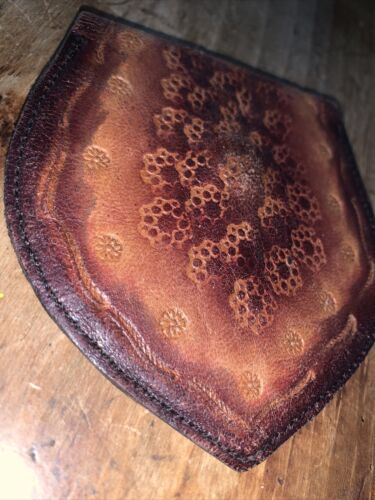 Vintage 1960er Jahre Leder Münzbörse Tooled Druckknopfverschluss Woodstock Blumen Hippie - Bild 3 von 9