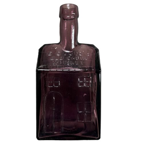 Vtg EC BOOZ Old Cabin Whiskey Glass Purple Wheaton 8" Bottle Without Cork