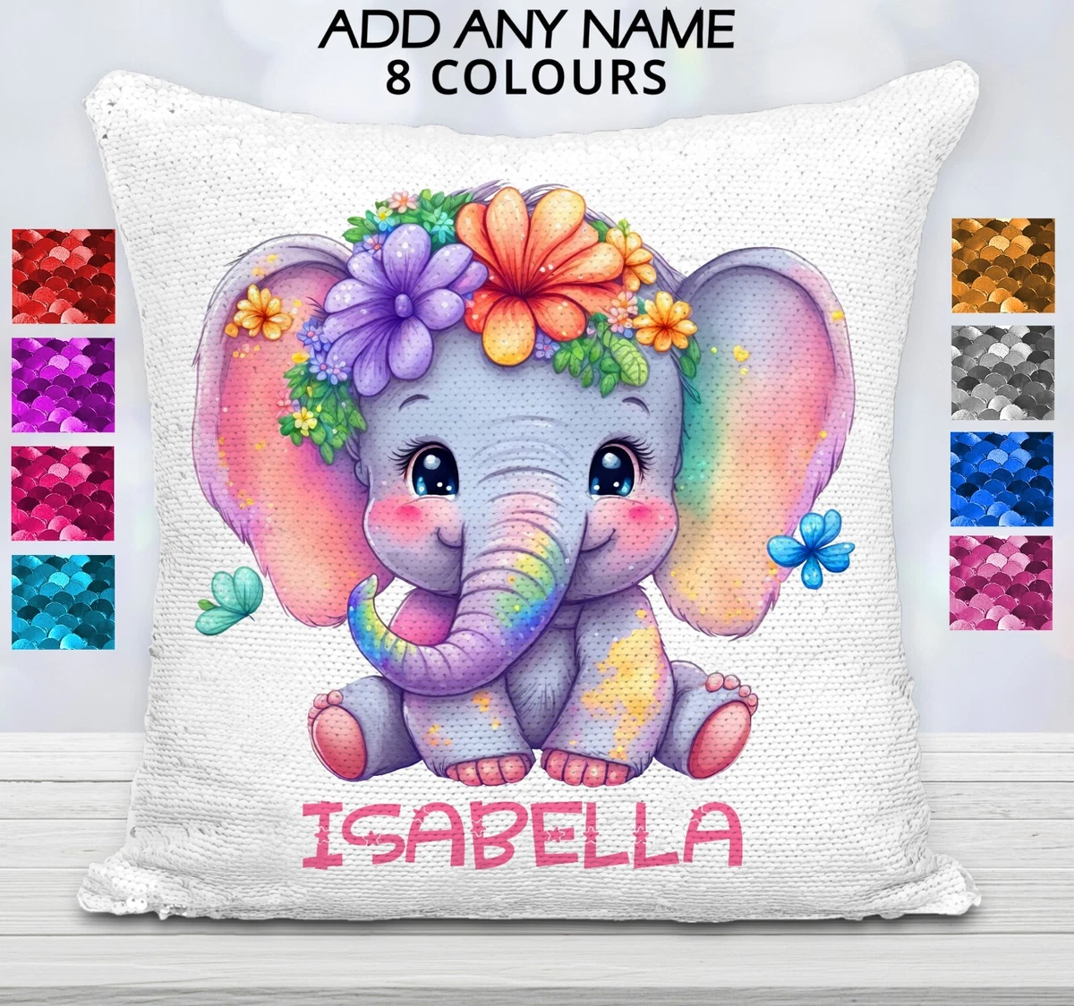 Elephant sequin cheap pillow